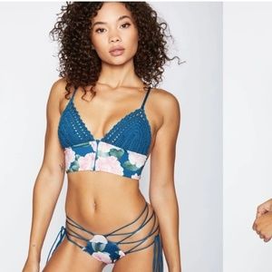 NWT Frankie's Ayla Bikini Top Pink Peony